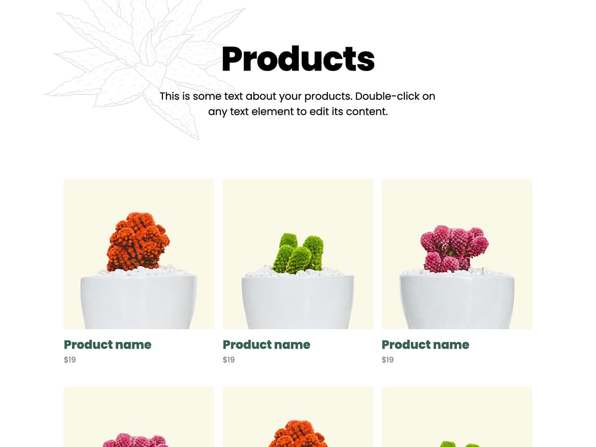 Sprout Makeswift business template products