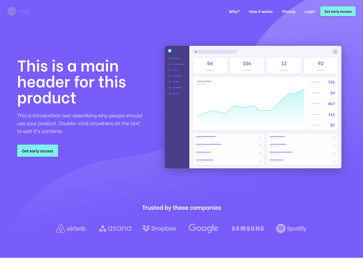 Spark Makeswift startup template home hero