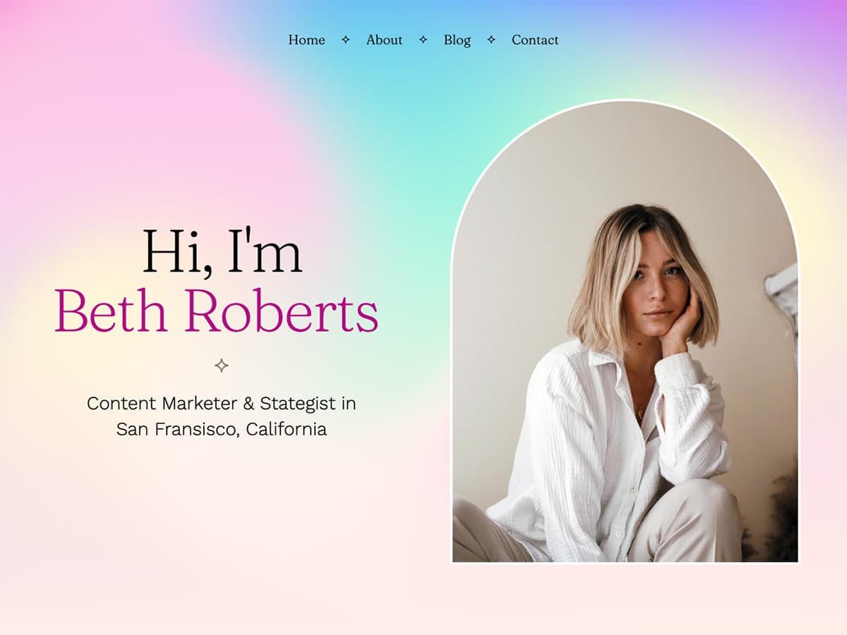 Glimmer Makeswift personal template home hero