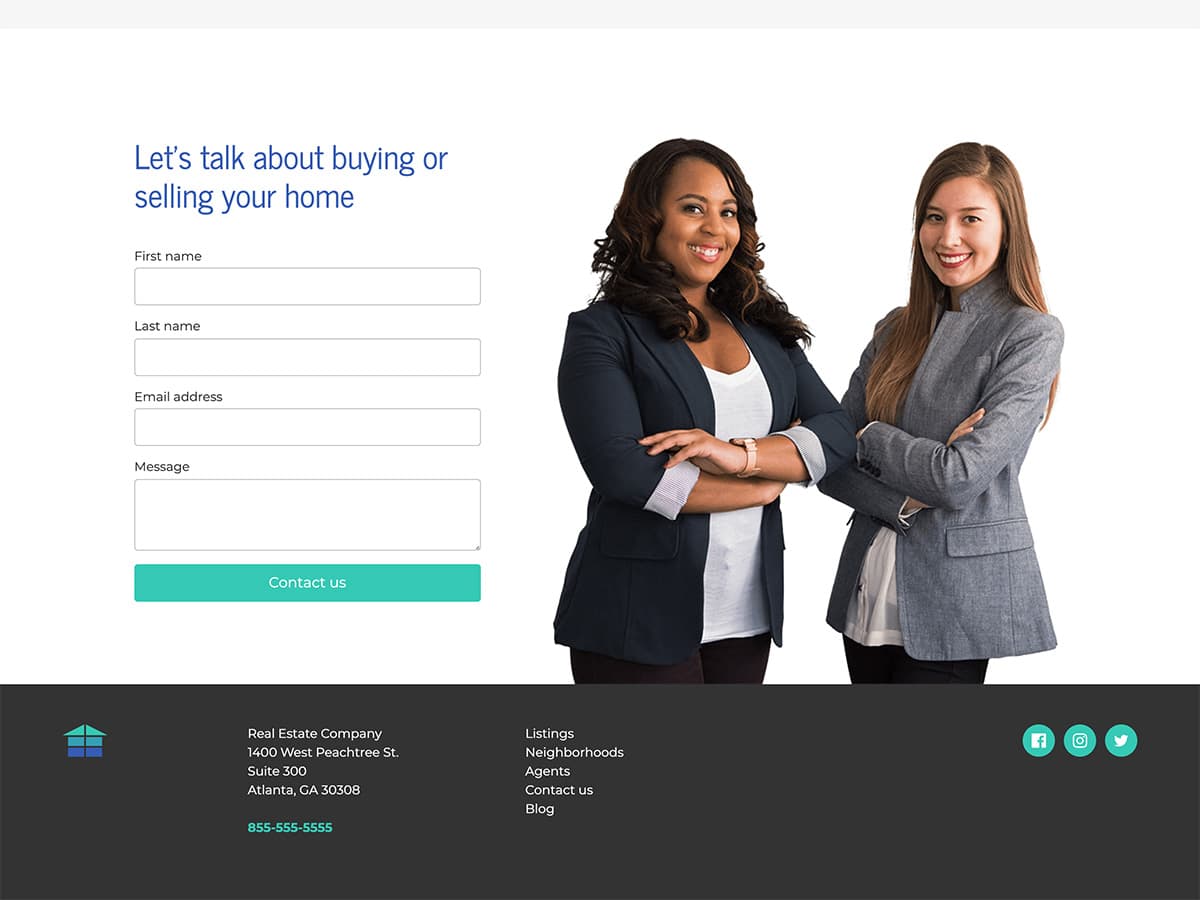 Makeswift Estate Real Estate template contact form