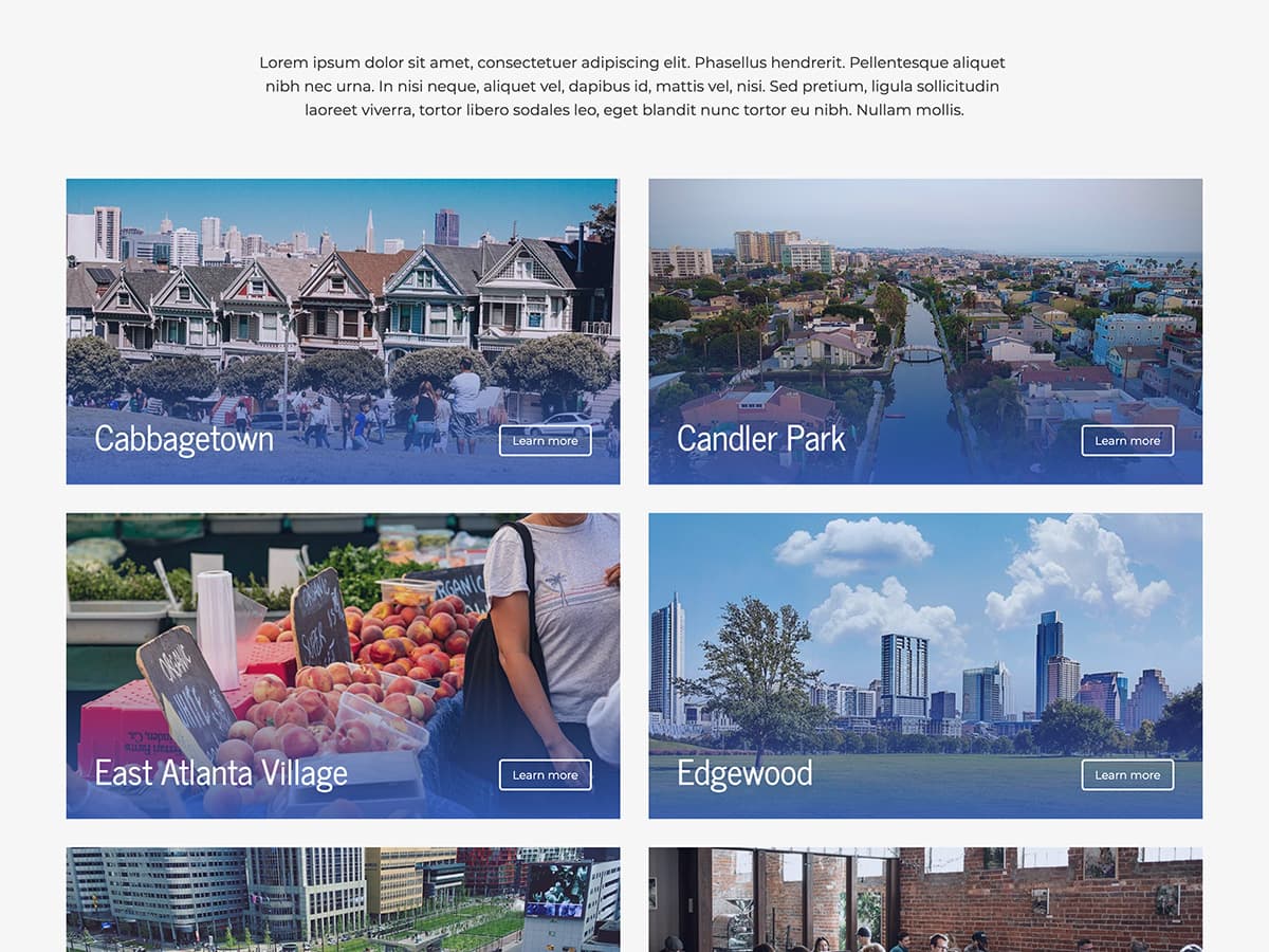 Makeswift Estate Real Estate template neighborhood list