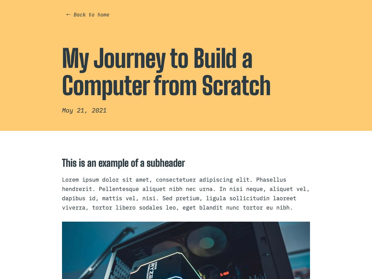 Memento Makeswift personal template blog post