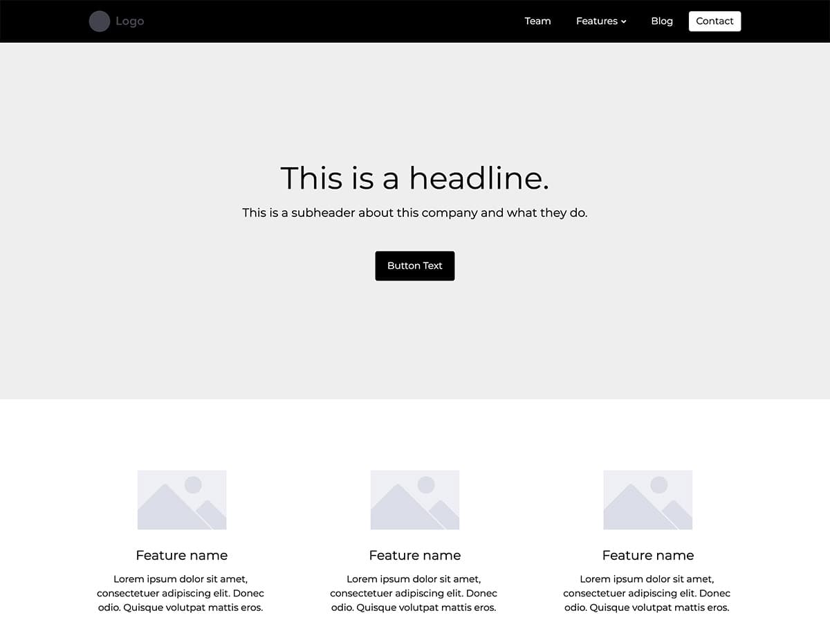 Wireframe Makeswift blank template home hero