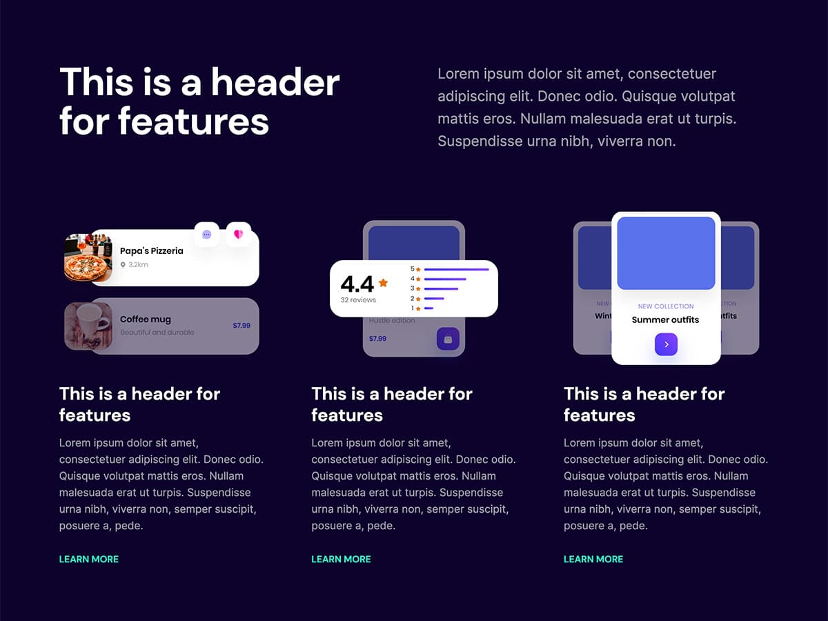 Venture Makeswift startup template features