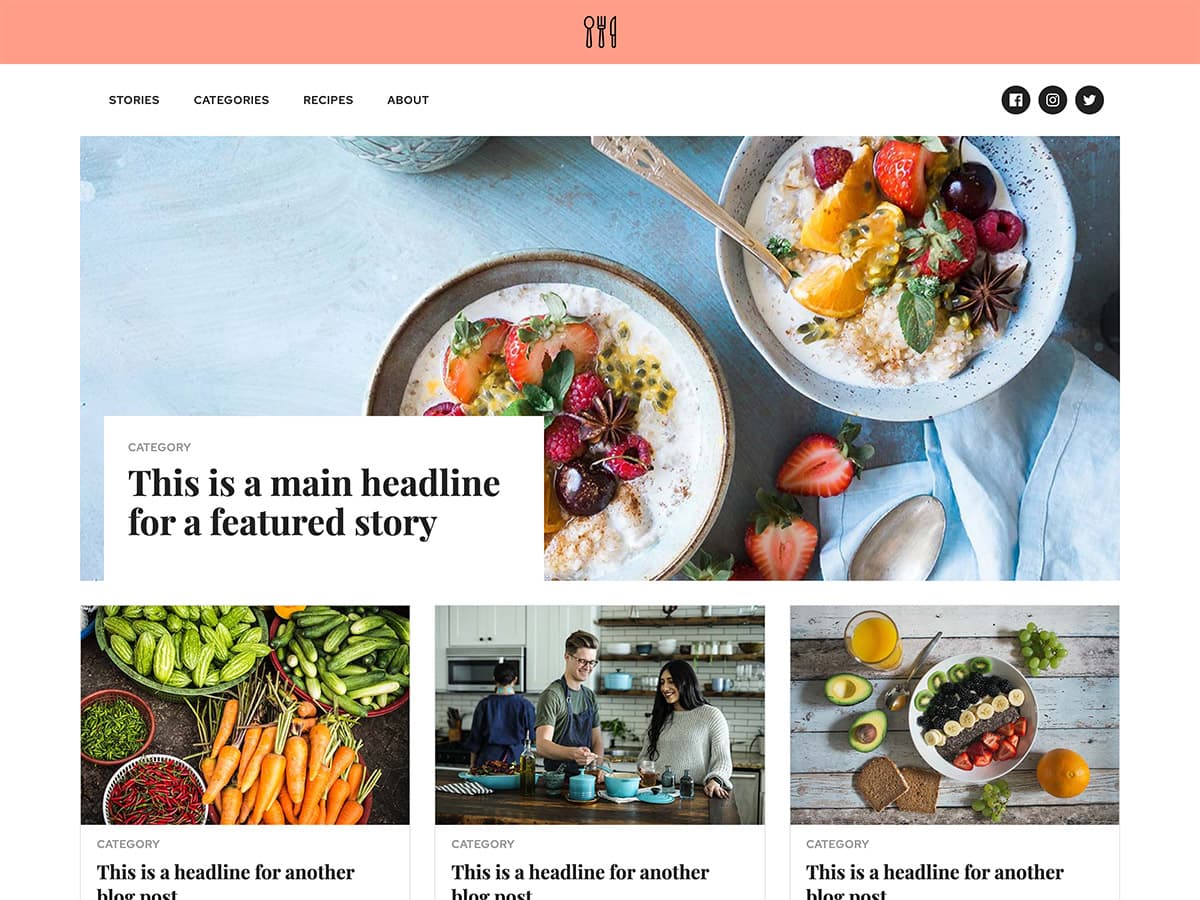 Foodie Makeswift business template home stories