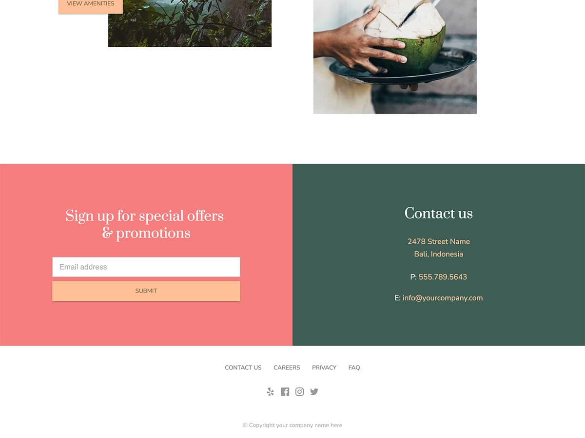 Overnight Makeswift Business template subscribe and contact info
