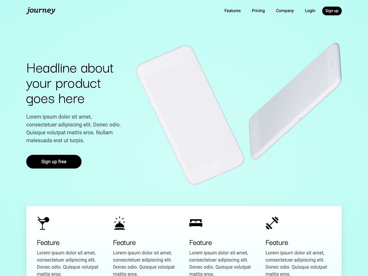 Journey Makeswift startup template home hero