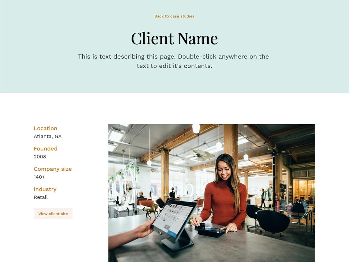 Makeswift Tandem startup template case study page