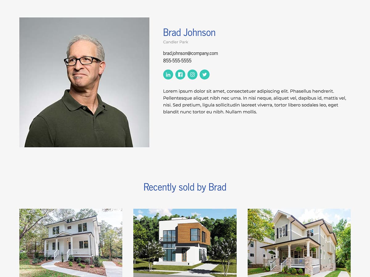 Makeswift Estate Real Estate template agent bio