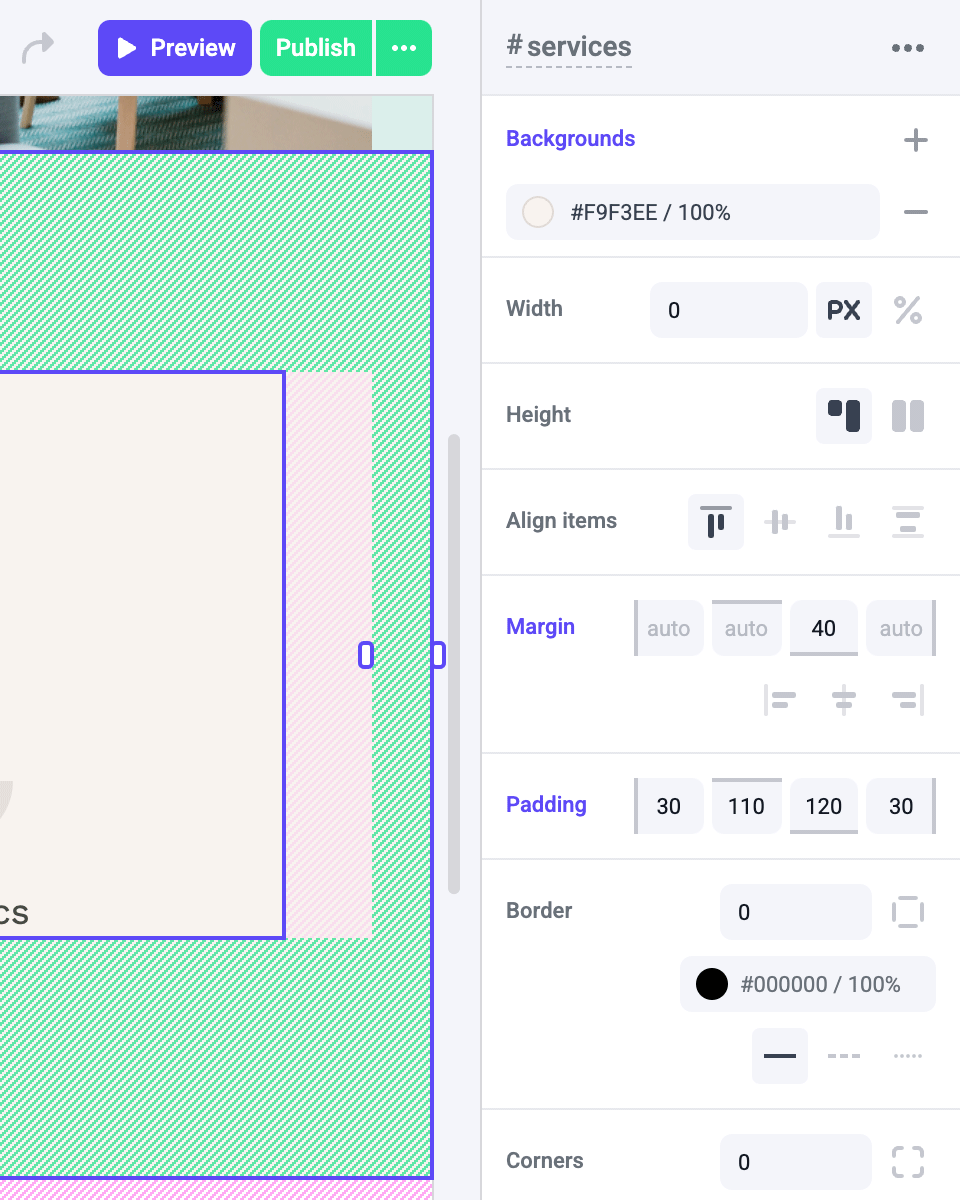 Makeswift style sidebar