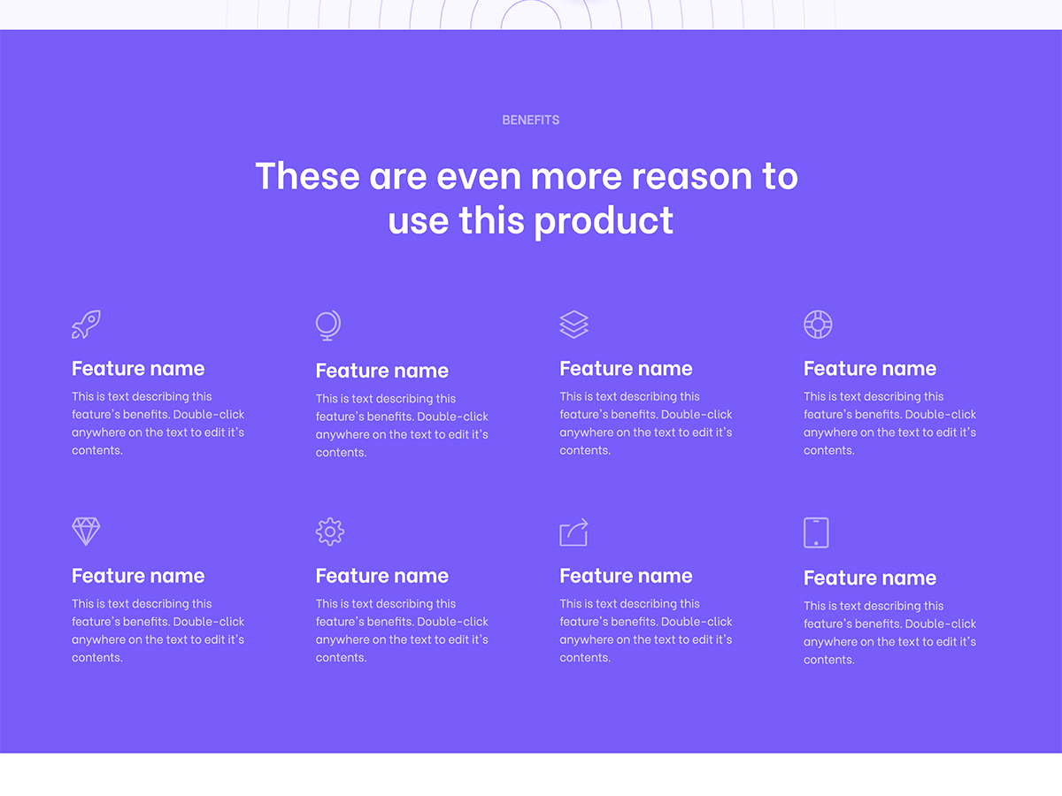Spark Makeswift startup template feature benefits