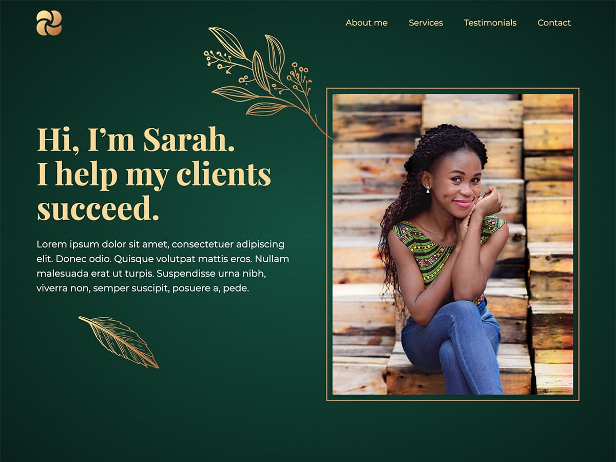 Golden Makeswift personal template home hero