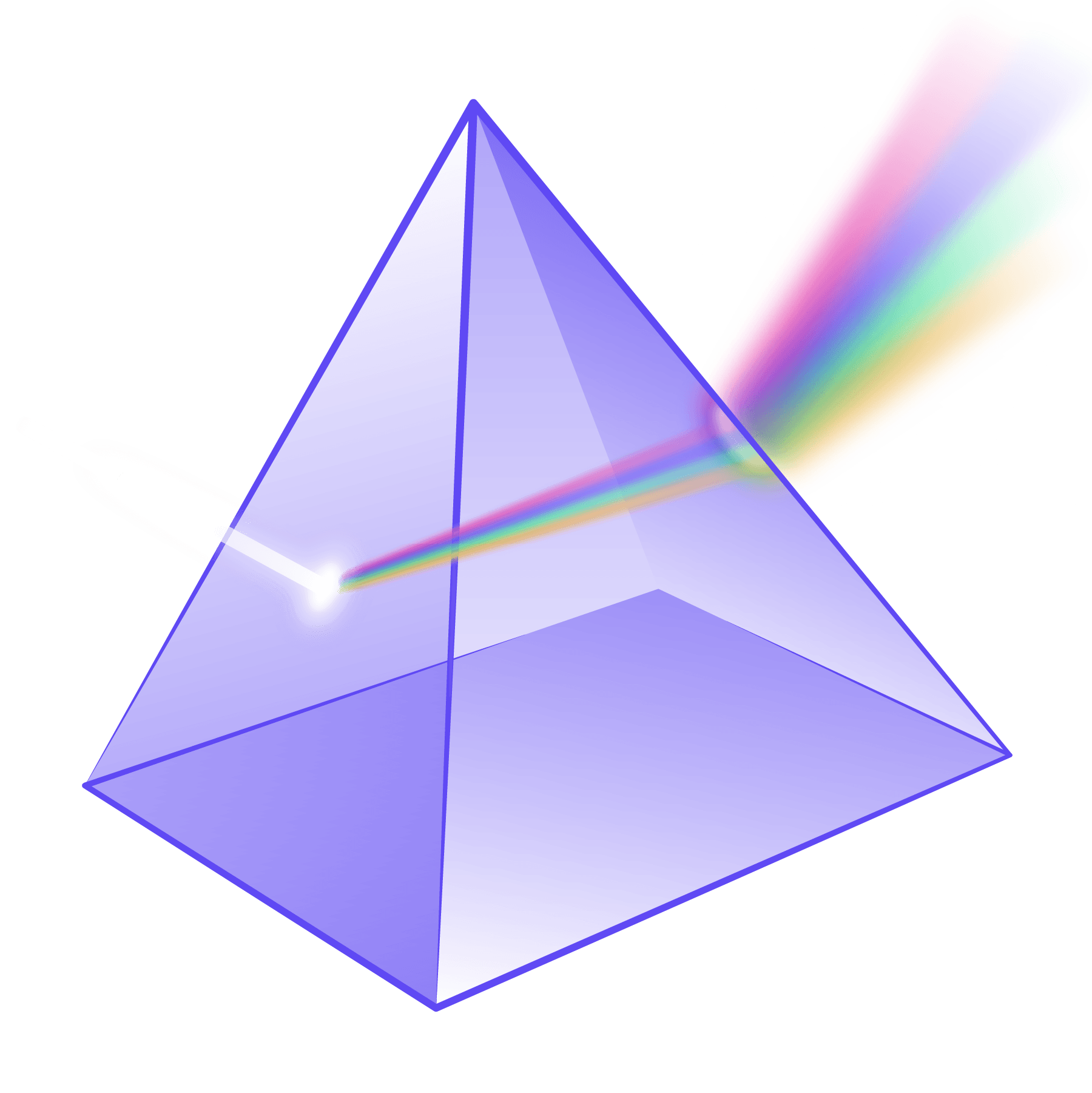 Prism filtering light
