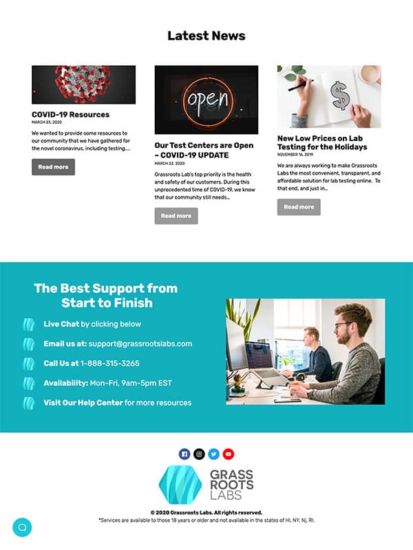 Grassroots Labs landing page