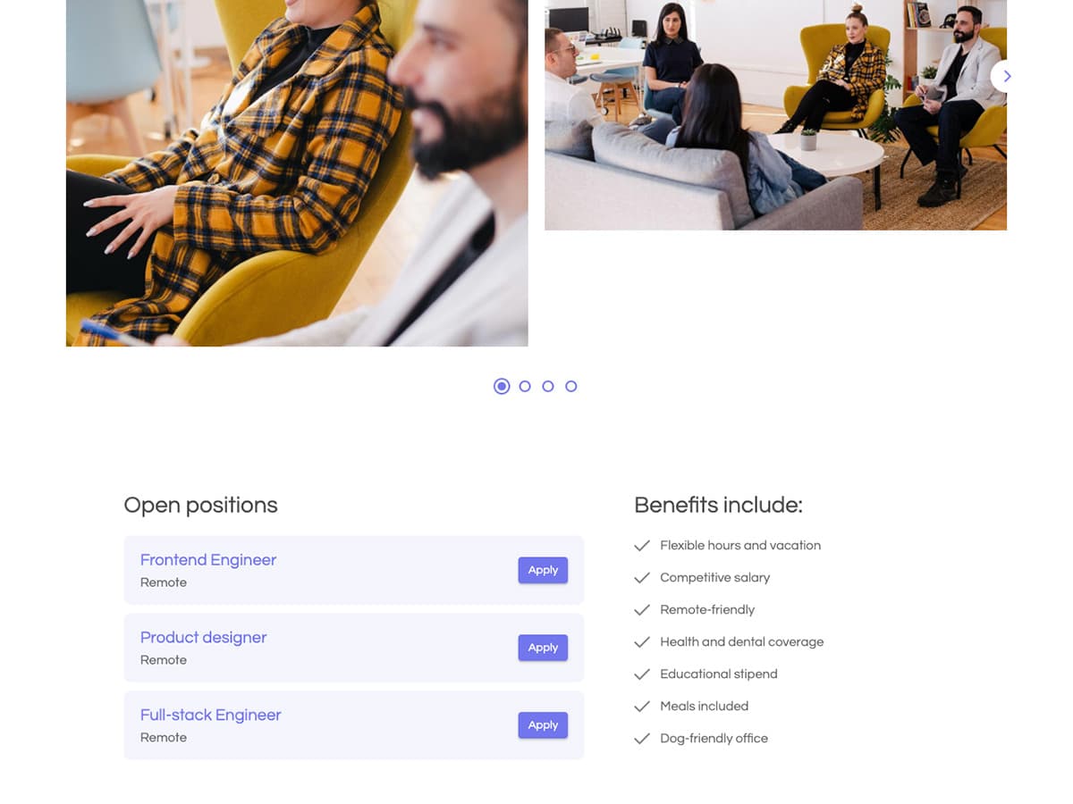 Polygon Makeswift startup template team photos and job openings