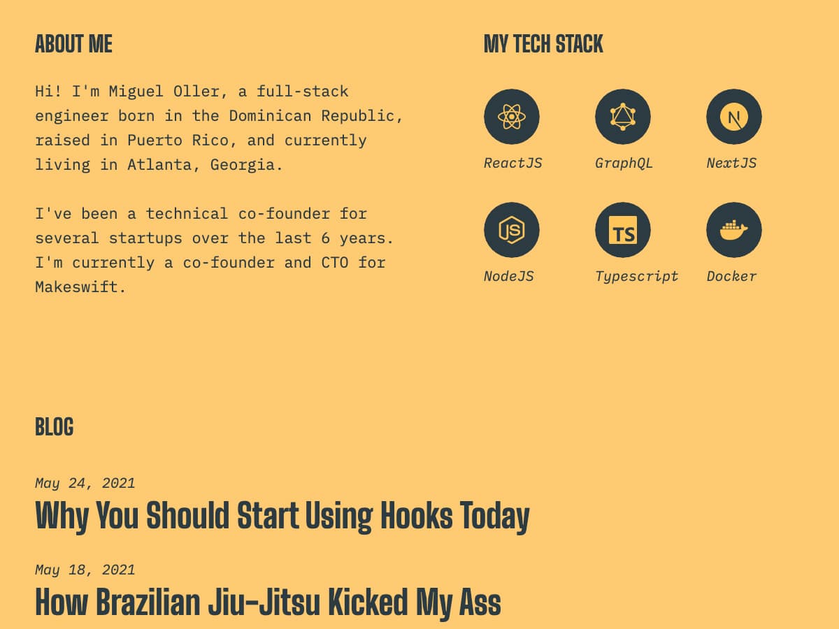 Memento Makeswift personal template about