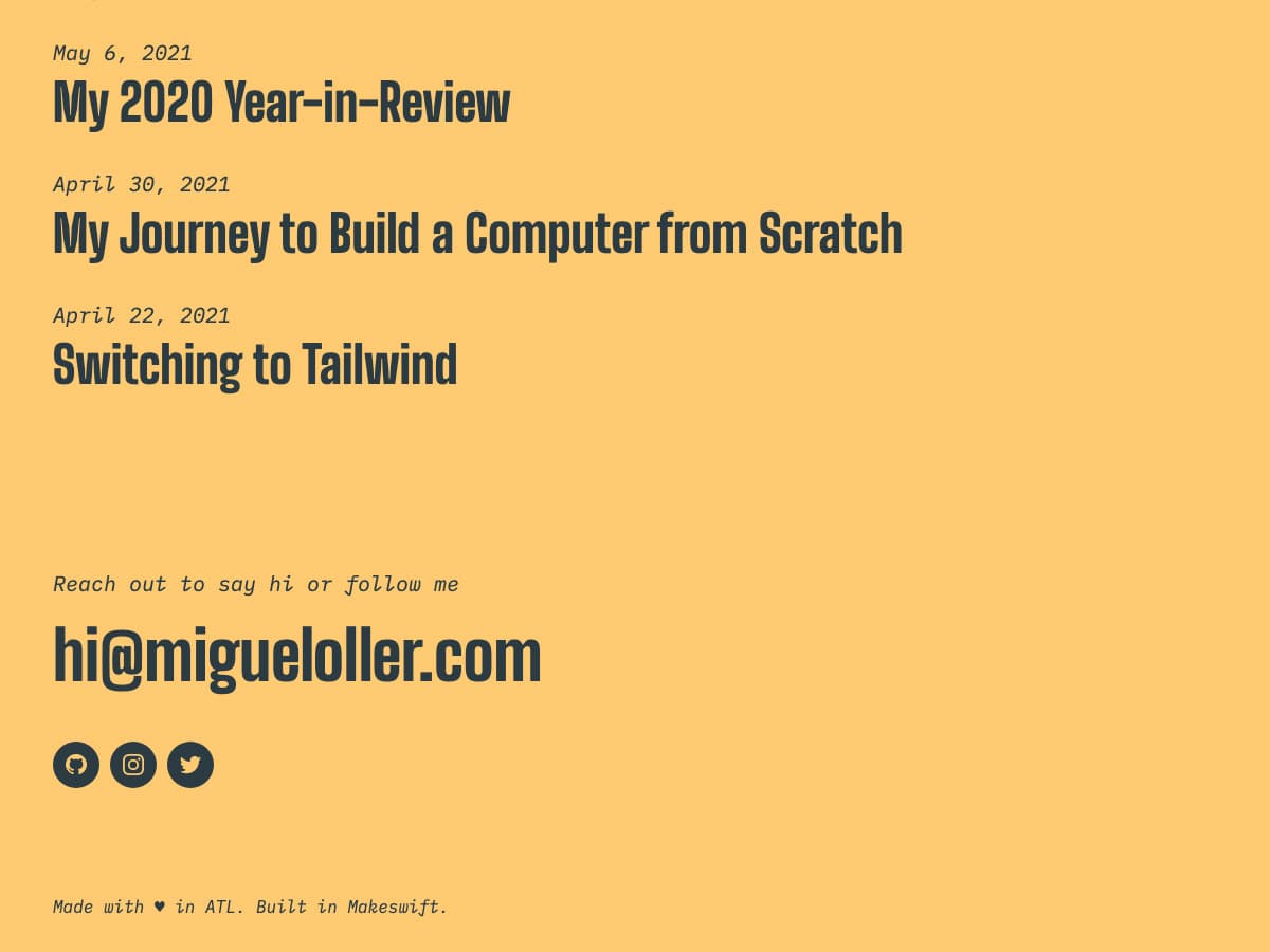 Memento Makeswift personal template blog posts