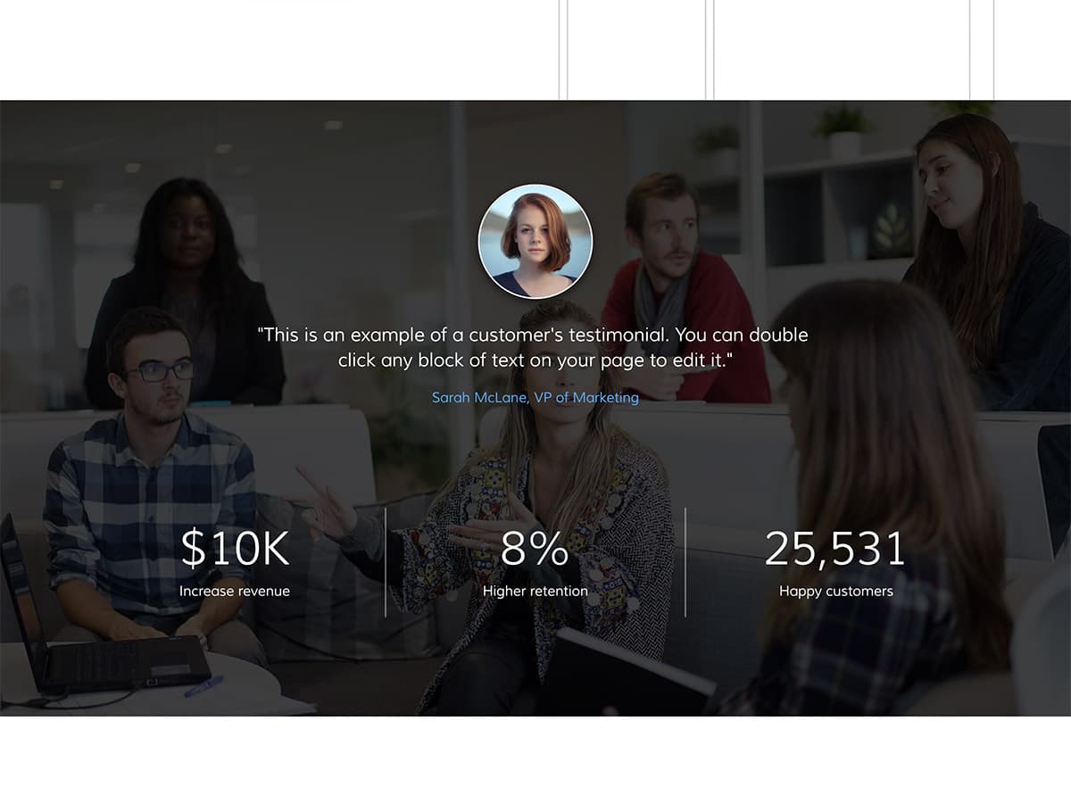 Blue Sky Makeswift startup template testimonial