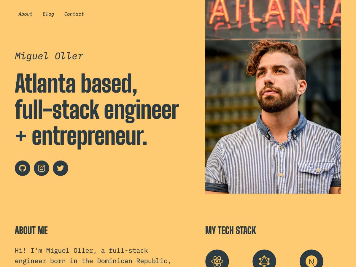 Memento Makeswift personal template home hero