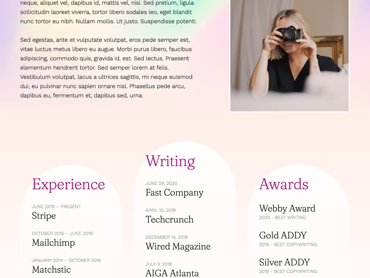 Glimmer Makeswift personal template about