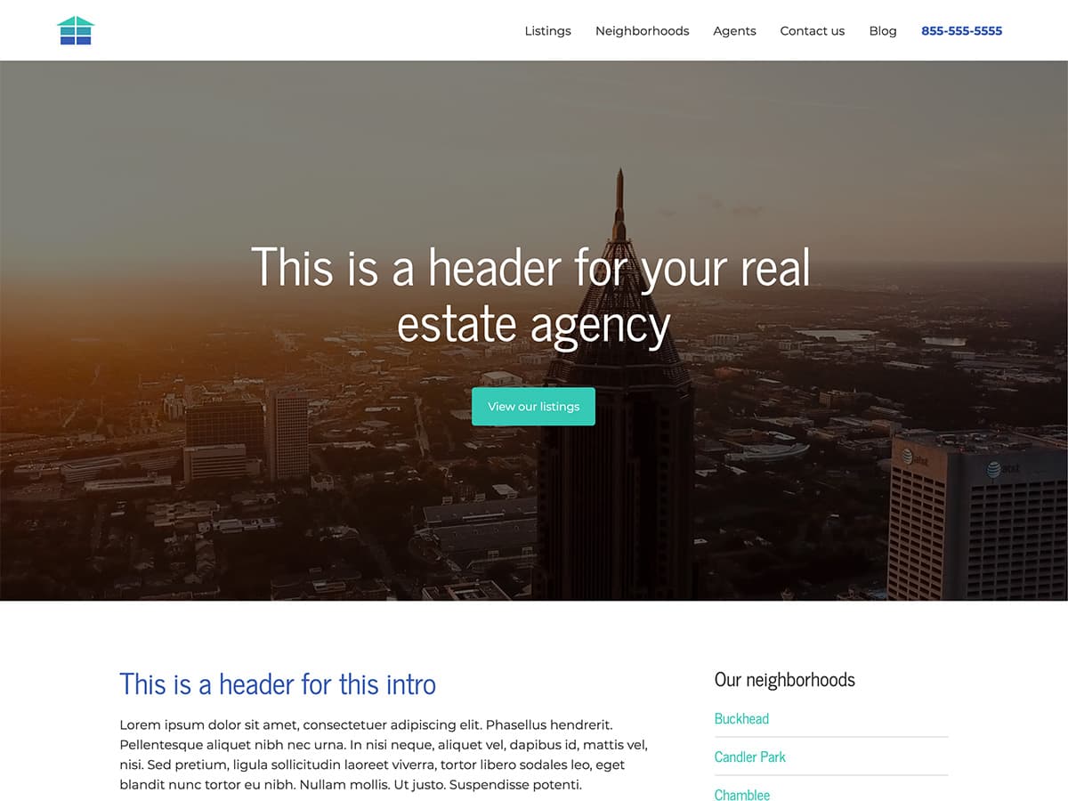 Makeswift Estate Real Estate template home hero