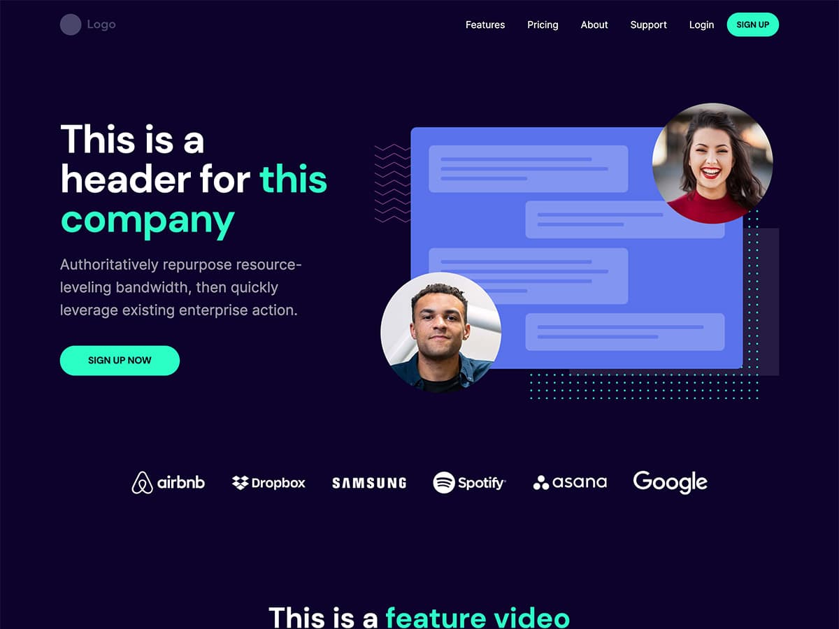 Venture Makeswift startup template home hero
